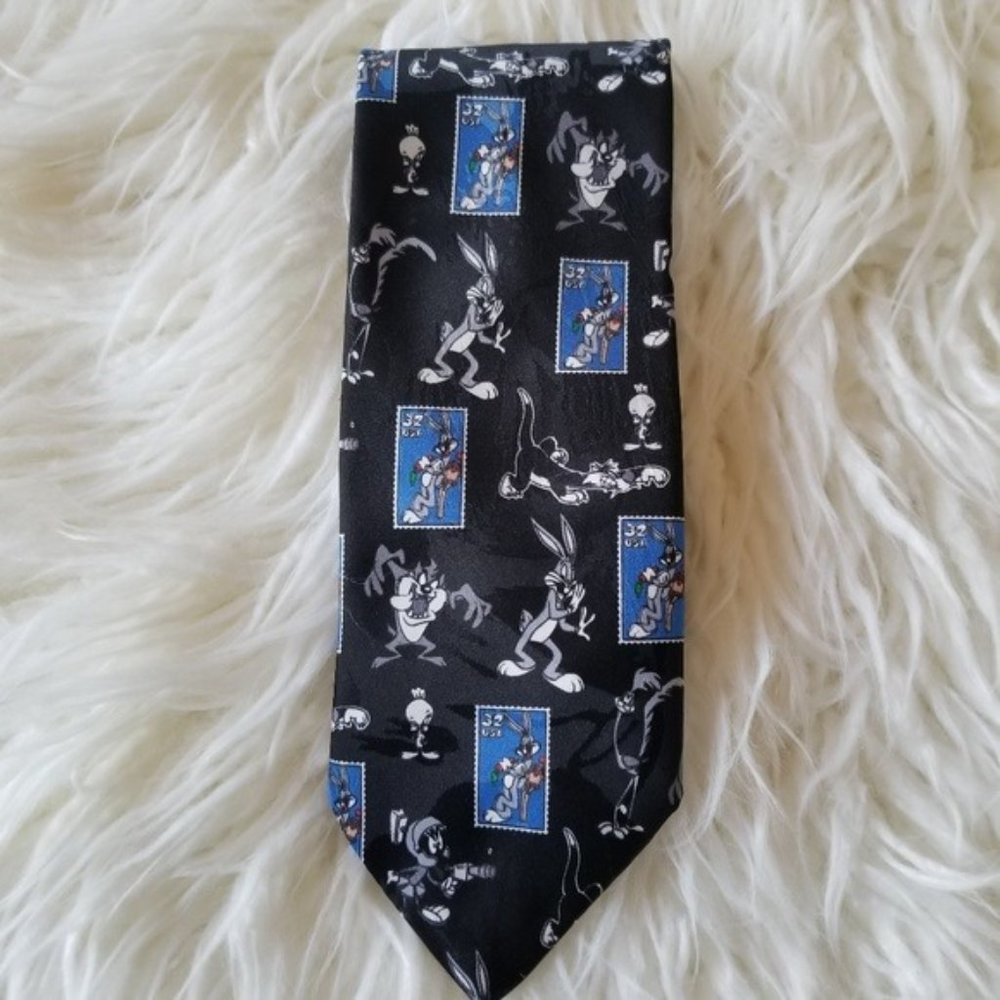 Vintage 1997 Looney Tunes Stamp Tie